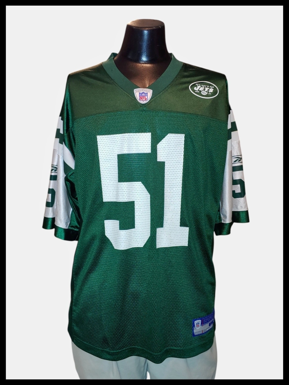 Vintage Reebok On Field New York Jets #51 Vilma Green Jersey NFL - Picture 2 of 6